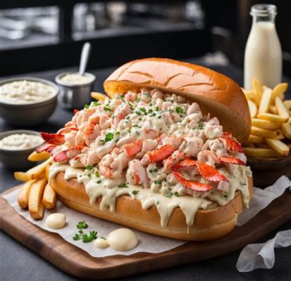  Le Lobster Roll: Une Explosion Crémeuse de Fraîcheur Océanique dans un Pain Brioché Doré !